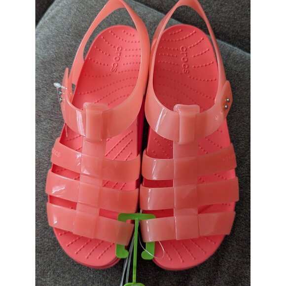 Crocs Womens Splash Glossy Fisherman Sandals Size 10 Coral Pink Casual Water Sho - Picture 1 of 4